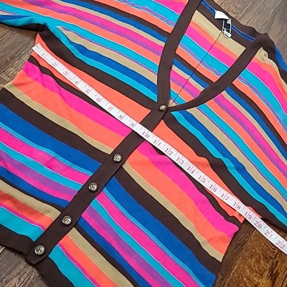 Trina Turk Rainbow Colorful Striped Cardigan Sweater - Picture 6 of 7